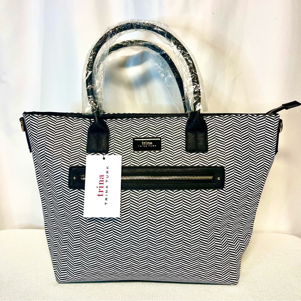 HOST PICK Trina Turk Double-Handle Chevron Tote with Detachable Shoulder Strap - Picture 3 of 15